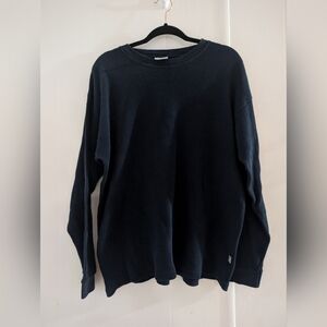 Classic Men's Dark Blue Crewneck Heavy Weight Long Sleeve Shirt